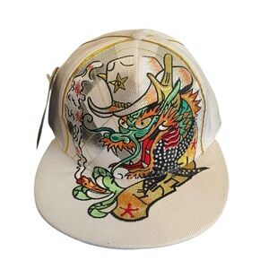Vintage Yiweike Dragon Embroidered Flat Bill Baseball Cap Large NWT